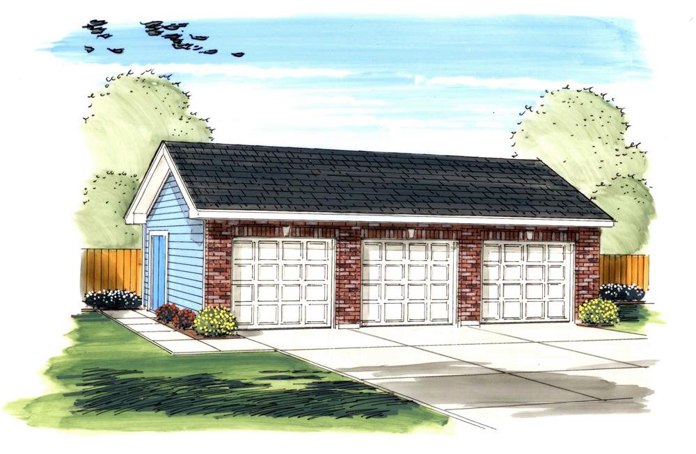 This is the front elevation of these Garage Plans
