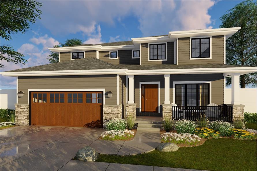  Prairie  House  Plan  4 Bedrms 3 5 Baths 2554 Sq  Ft  