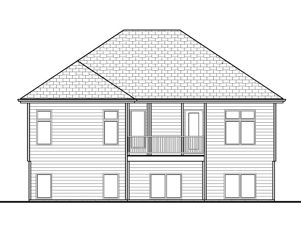 Home Plan Rear Elevation of this 2-Bedroom,1260 Sq Ft Plan -100-1194