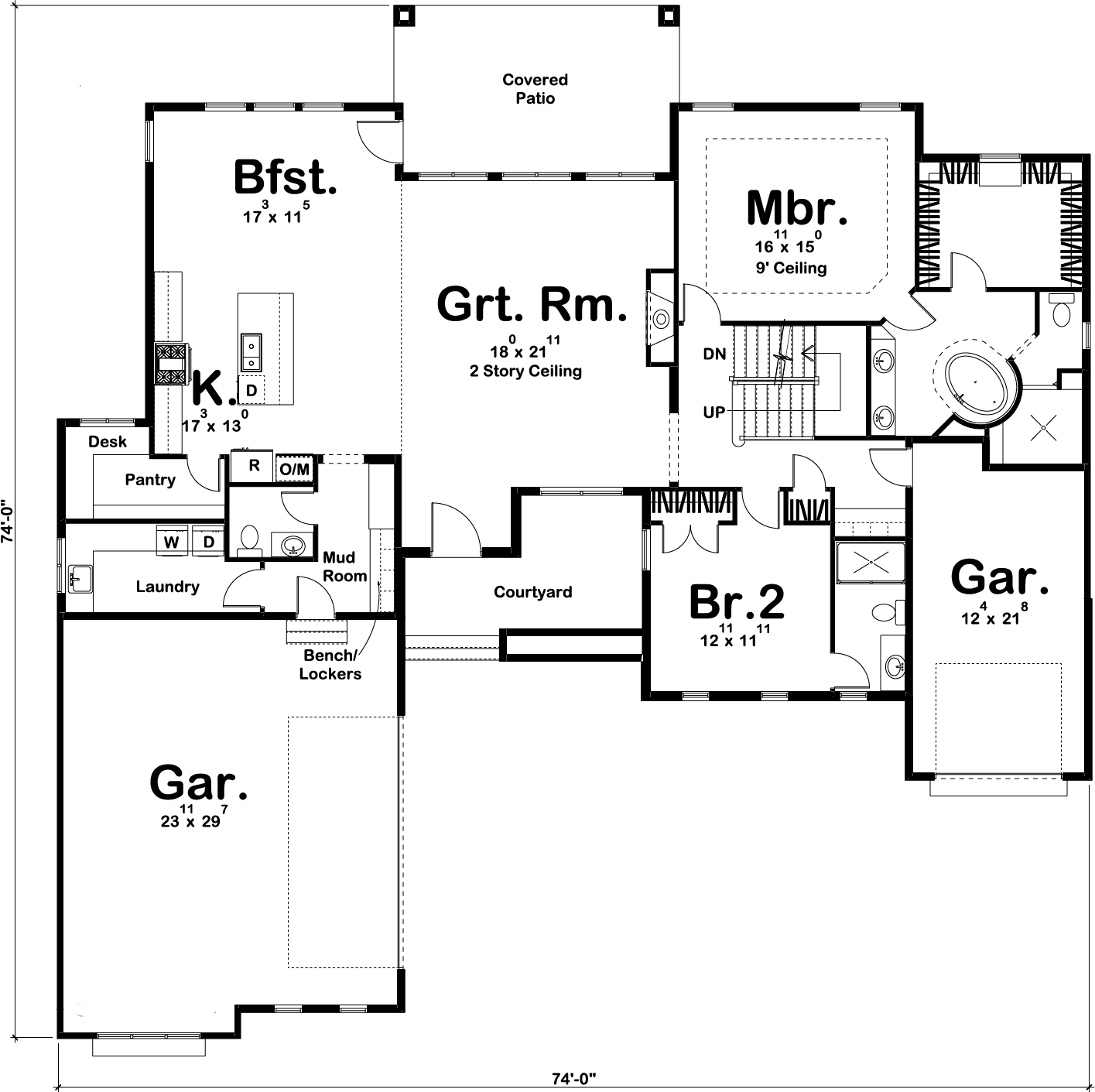 Floor Plan First Story of Country Plan #100-1209