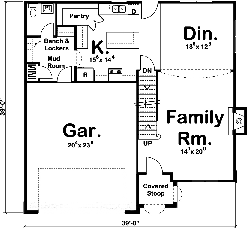 Floor Plan First Story of Mediterranean Plan #100-1220