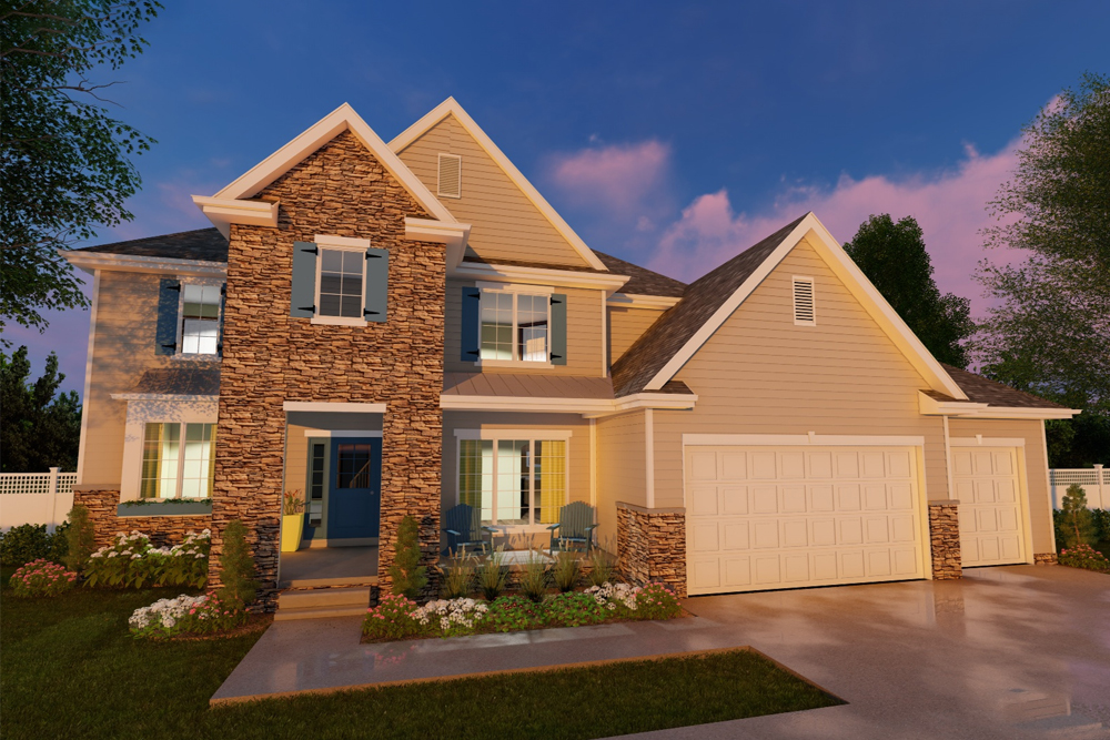 Front View of this 4-Bedroom, 2332 Sq Ft Plan - 100-1222
