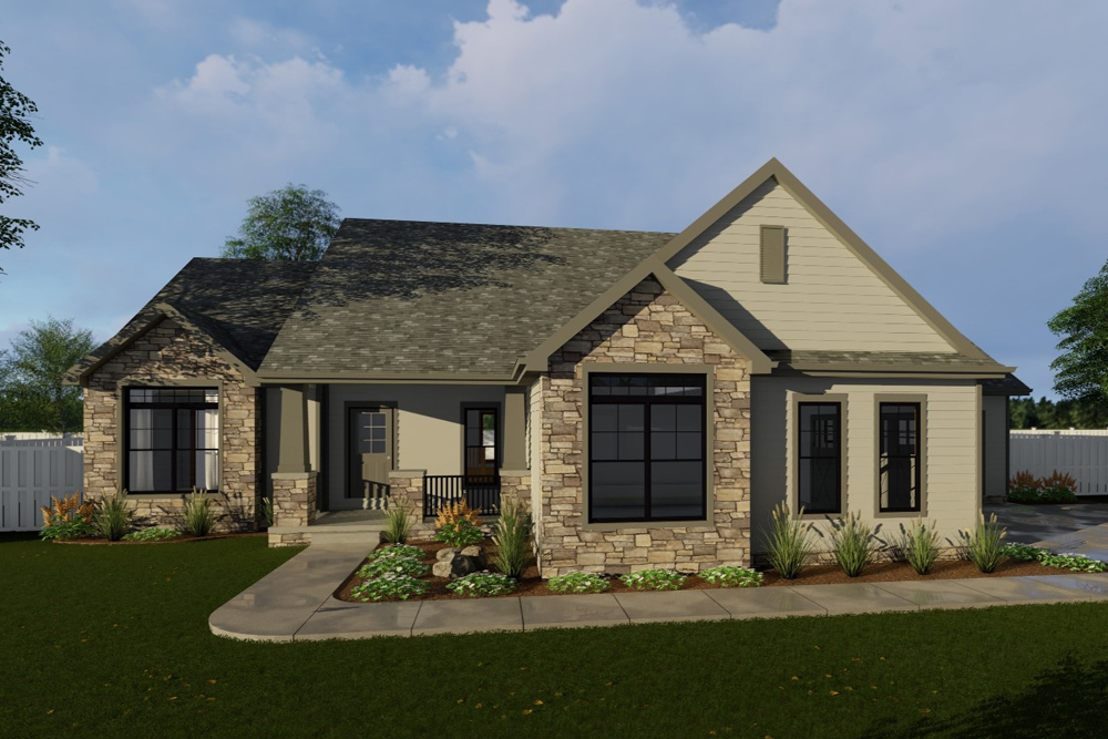 Front view of this 3-Bedroom, 2070 Sq Ft Plan - 100-1223