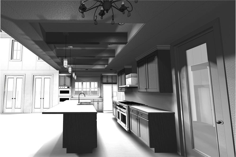 100-1227: Home Plan 3D Image-Kitchen