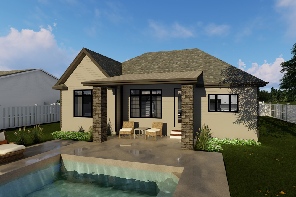 Rear View of this 3-Bedroom, 2196 Sq Ft Plan - 100-1232