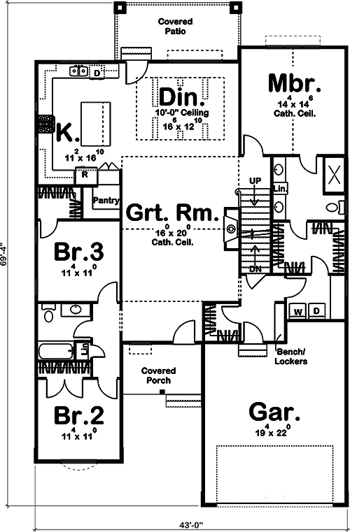 Floor Plan First Story of French Plan #100-1232