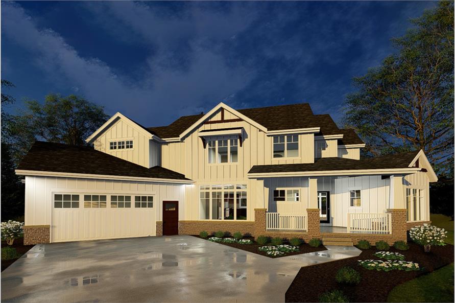 Front View of this 4-Bedroom, 3120 Sq Ft Plan - 100-1235
