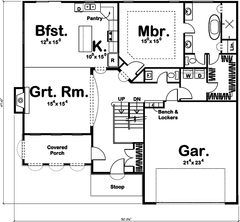 Floor Plan First Story of Tuscan Plan #100-1258