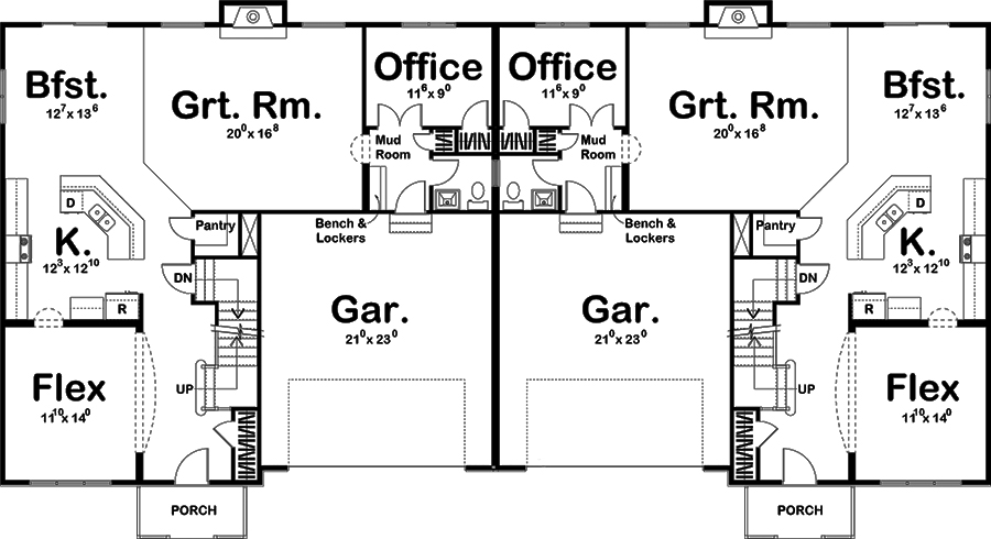 Floor Plan First Story of European Plan #100-1268