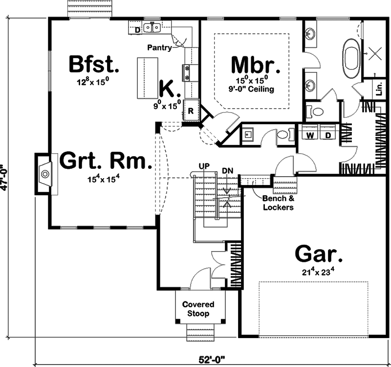 Floor Plan First Story of Traditional Plan #100-1269