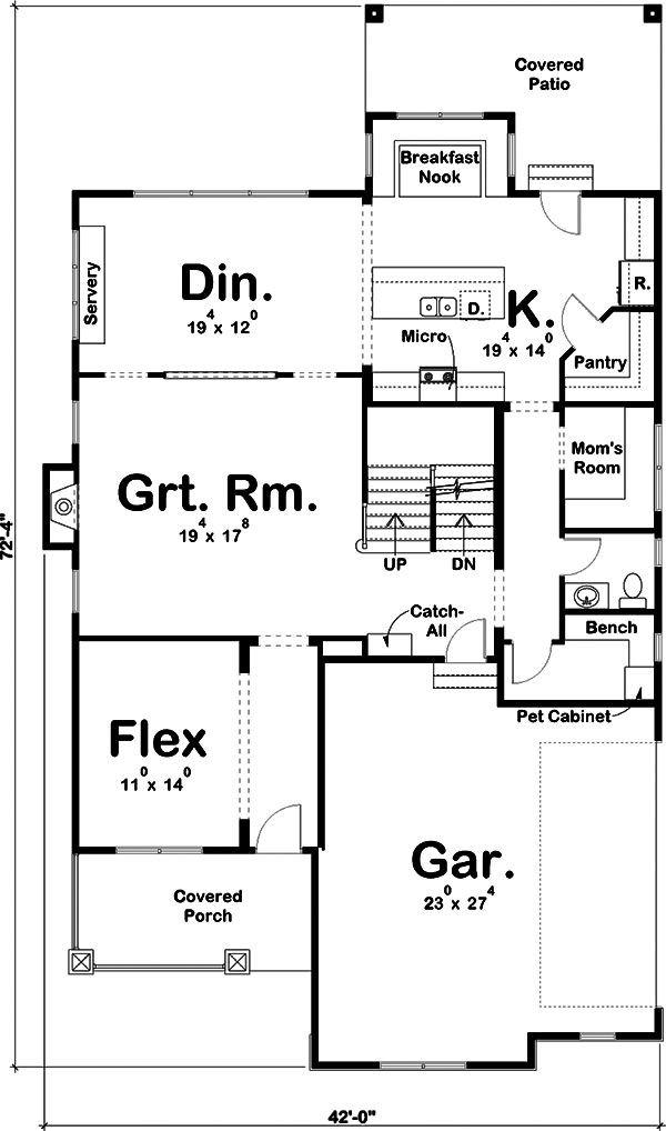 Floor Plan First Story of Traditional Plan #100-1282
