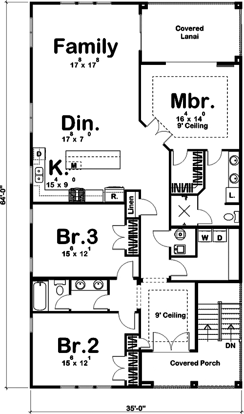 Floor Plan First Story of Coastal Plan #100-1286