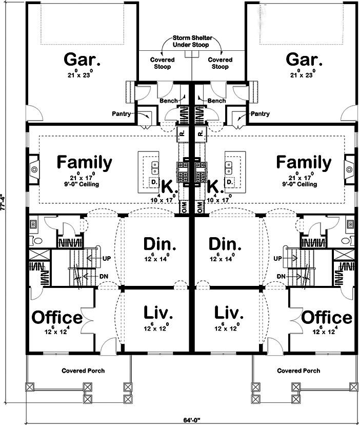 Floor Plan First Story of Craftsman Plan #100-1291