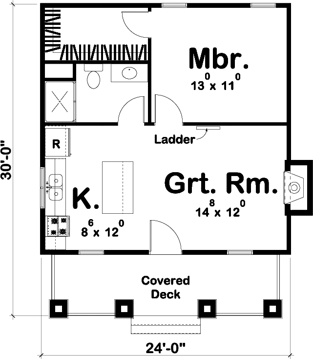 Floor Plan First Story of Cottage Plan #100-1317