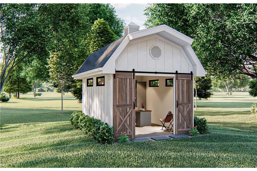 192 Sq Ft Barn-Style Shed Office Plan - 100-1363 - Main Exterior