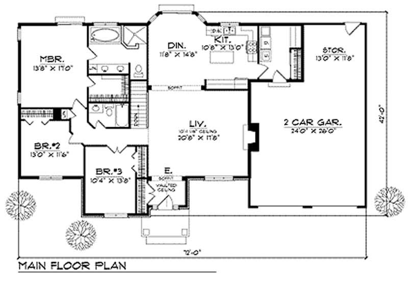 Floor Plan First Story of Contemporary Plan #101-1002