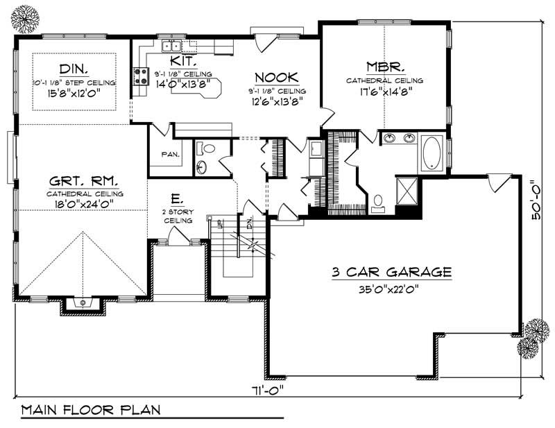 Floor Plan First Story of Colonial Plan #101-1005