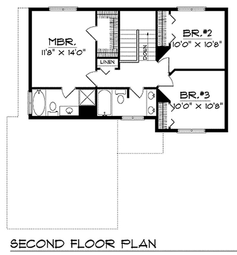 Floor Plan Second Story of Small House Plans #101-1011