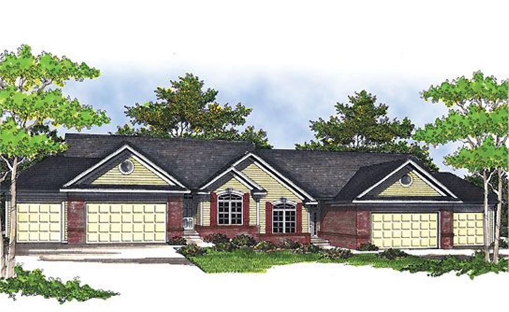 Front elevation of Multi-Unit home (ThePlanCollection: House Plan #101-1015)