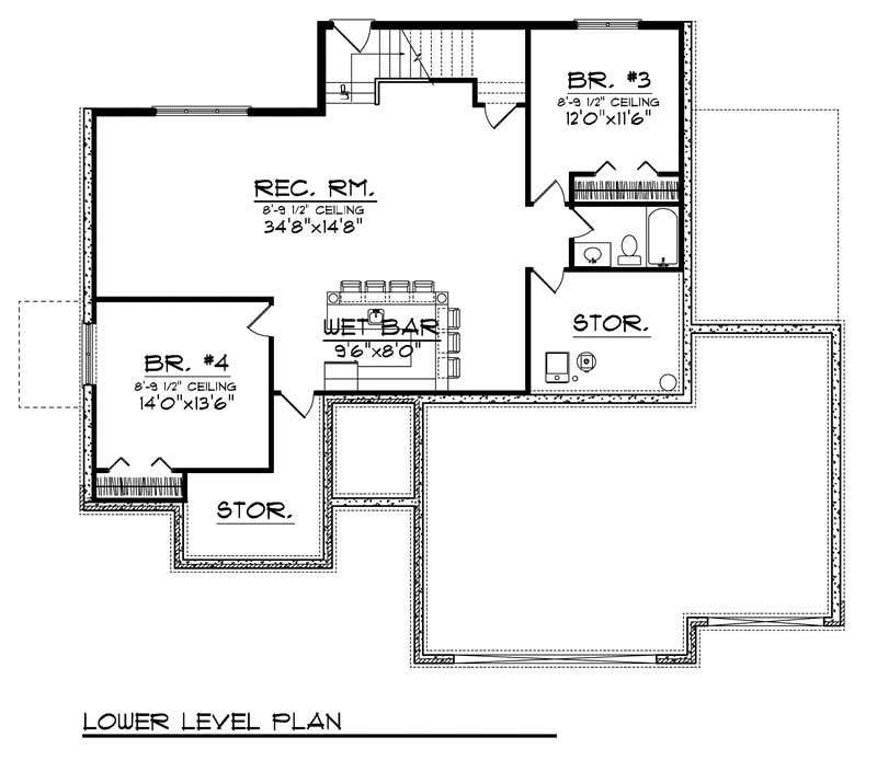 Floor Plan Basement of Contemporary Plan #101-1019