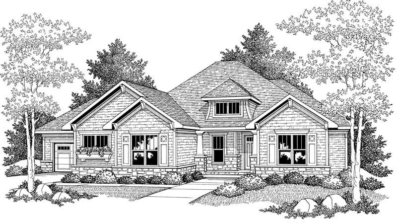 Home Plan Front Elevation of this 2-Bedroom,2107 Sq Ft Plan -101-1023