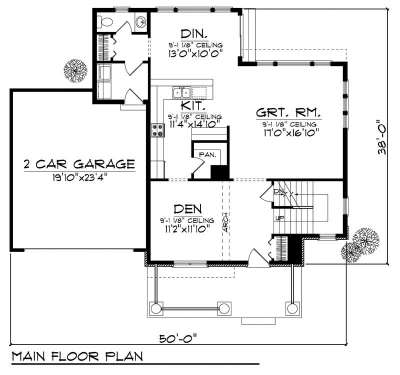 Floor Plan First Story of Ranch Plan #101-1024