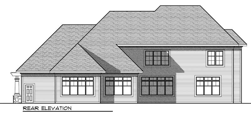 Home Plan Rear Elevation of this 4-Bedroom,4422 Sq Ft Plan -101-1029