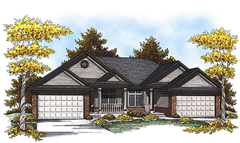 Front elevation of Duplex/Multi-Unit home (ThePlanCollection: House Plan #101-1030)