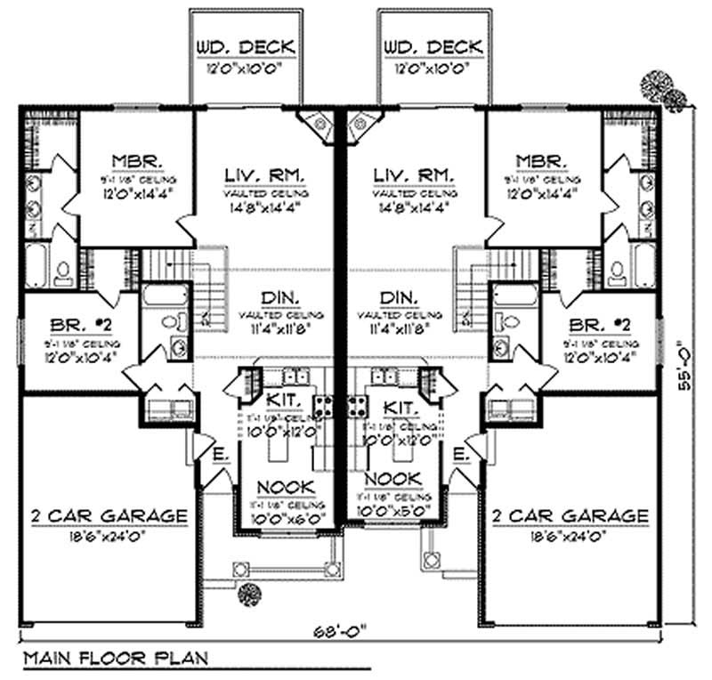 Main Level of Duplex/Multi-Unit Plan #101-1030