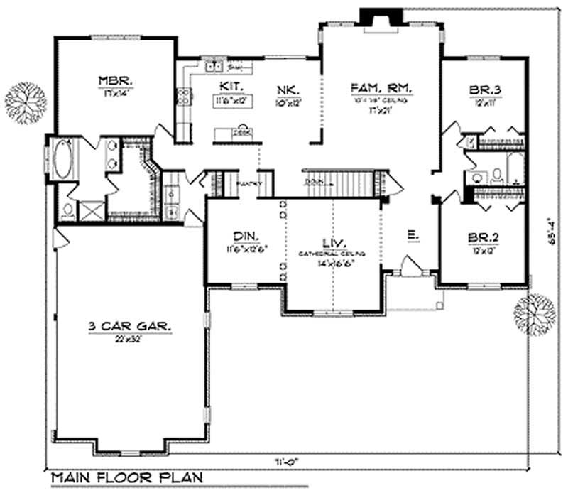 Floor Plan First Story of European Plan #101-1034