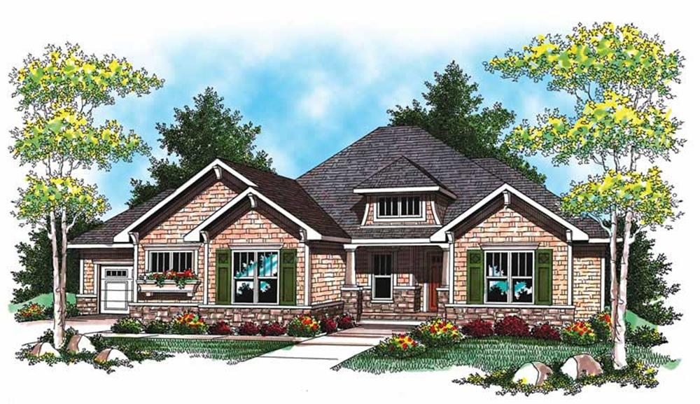 Front elevation of Luxury home (ThePlanCollection: House Plan #101-1047)