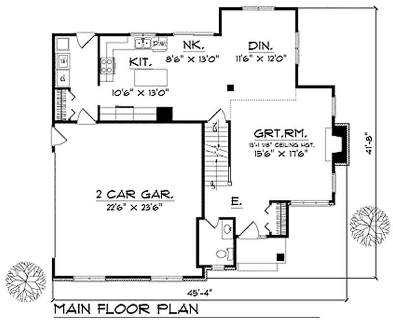 Floor Plan First Story of Craftsman Plan #101-1054