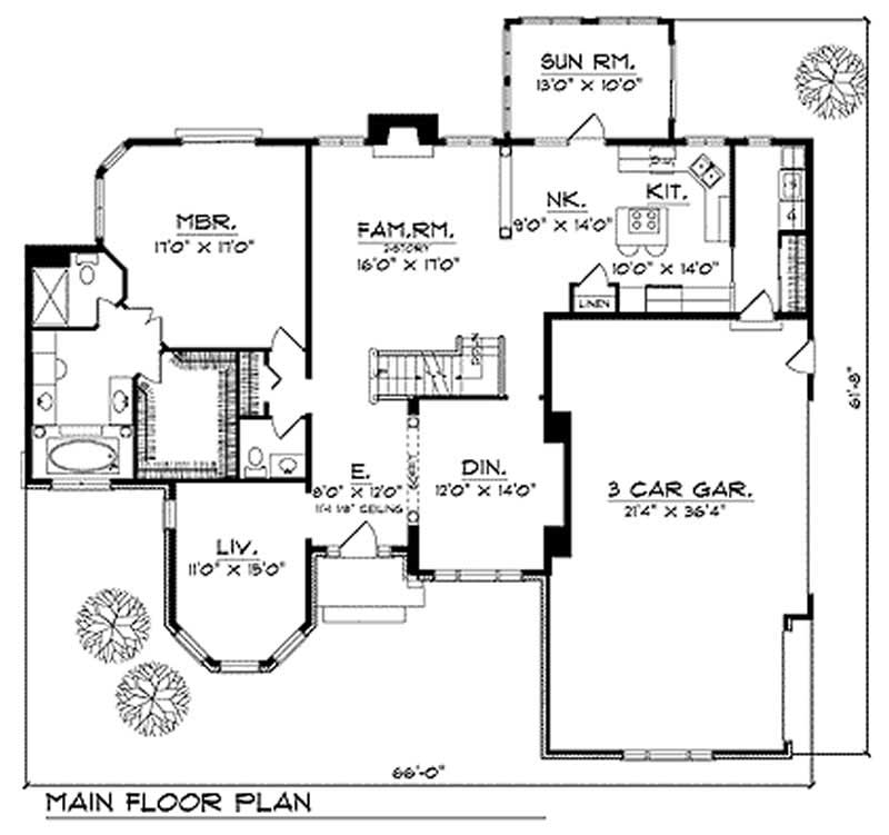 Floor Plan First Story of Country Plan #101-1056