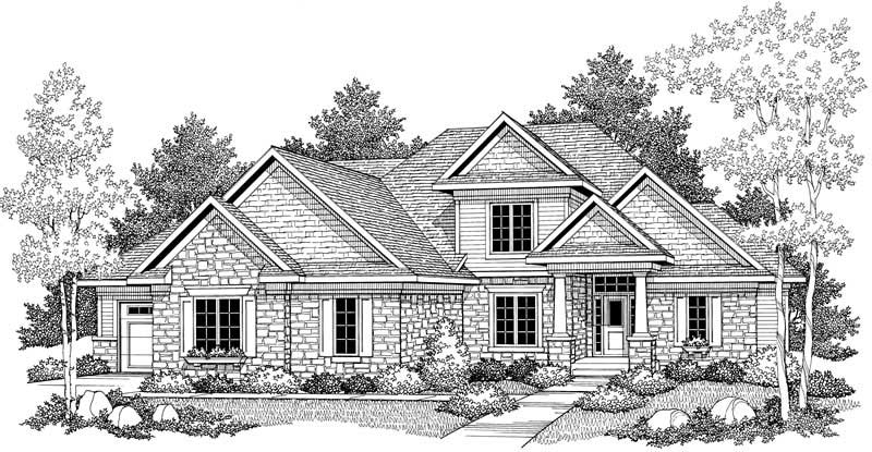 Home Plan Front Elevation of this 4-Bedroom,2838 Sq Ft Plan -101-1062