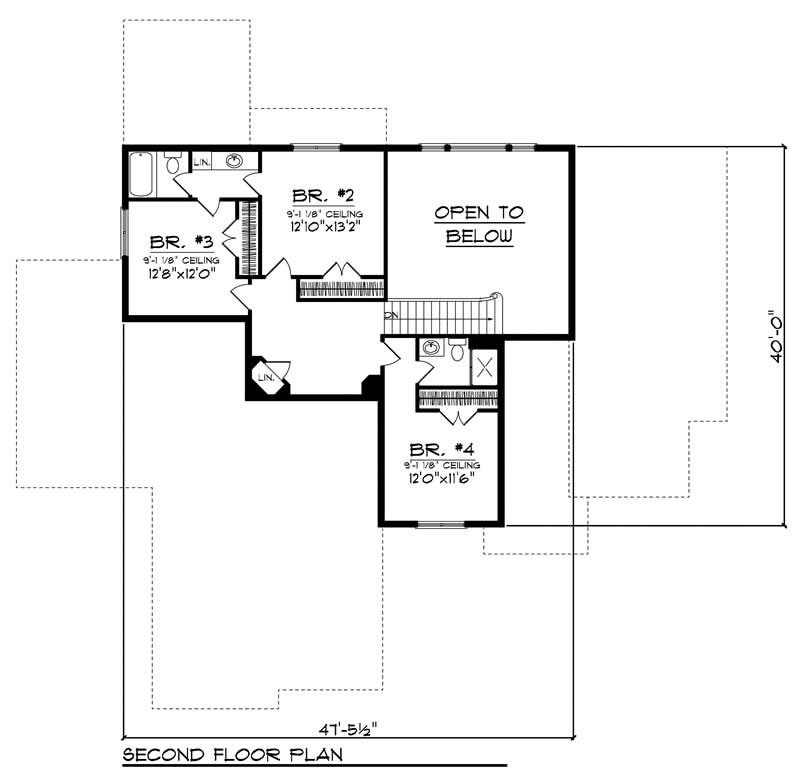 Floor Plan Second Story of Traditional Plan #101-1062