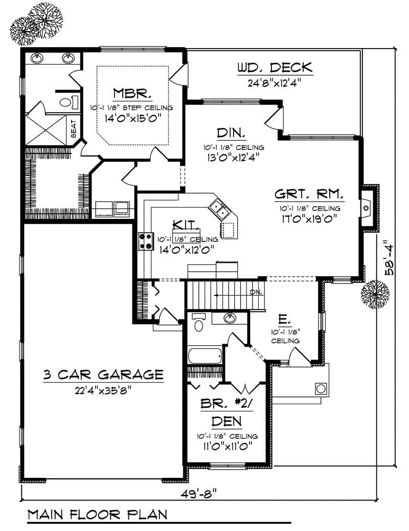 Floor Plan First Story of Country Plan #101-1066
