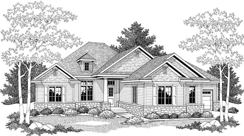 Home Plan Front Elevation of this 3-Bedroom,2212 Sq Ft Plan -101-1068
