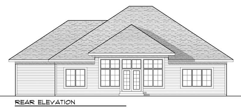 Home Plan Rear Elevation of this 3-Bedroom,2212 Sq Ft Plan -101-1068