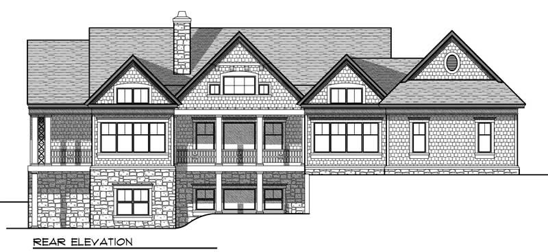 Home Plan Rear Elevation of this 4-Bedroom,4579 Sq Ft Plan -101-1070