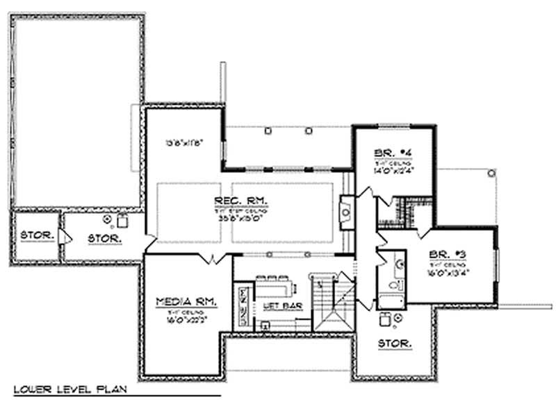 Floor Plan Basement of Country Plan #101-1070