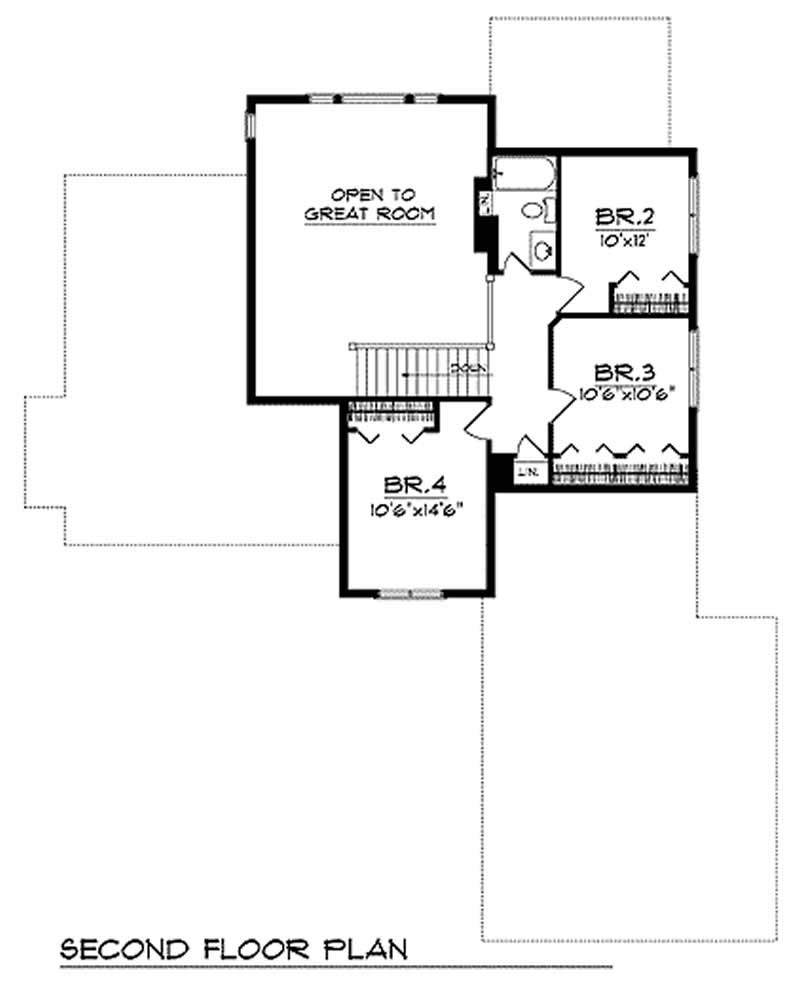 Floor Plan Second Story of Country Plan #101-1071