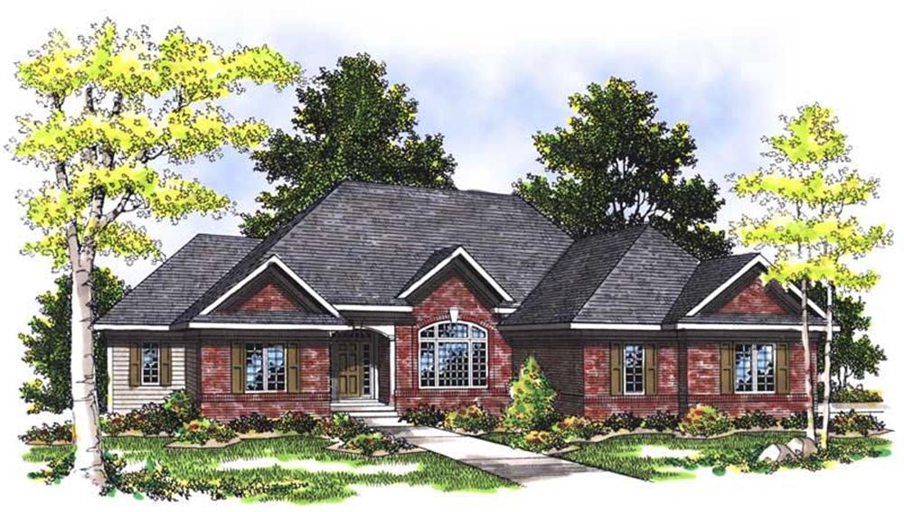 Front elevation of Ranch home (ThePlanCollection: House Plan #101-1074)