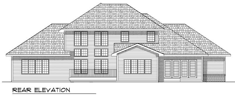 Home Plan Rear Elevation of this 3-Bedroom,2787 Sq Ft Plan -101-1088