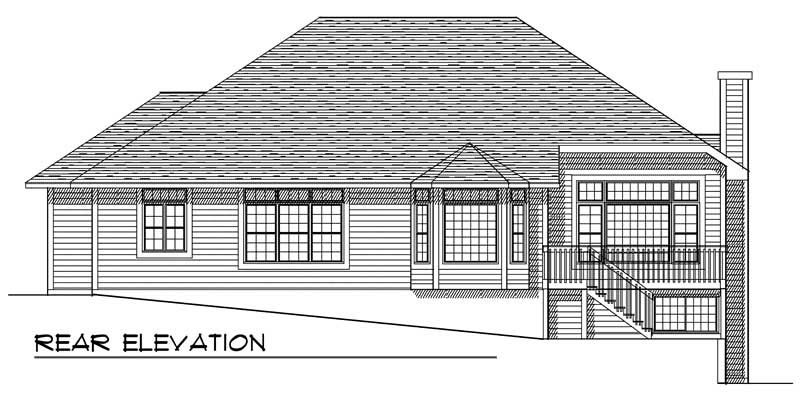 Home Plan Rear Elevation of this 3-Bedroom,2263 Sq Ft Plan -101-1091