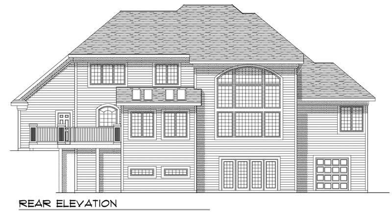 Home Plan Rear Elevation of this 4-Bedroom,2832 Sq Ft Plan -101-1092