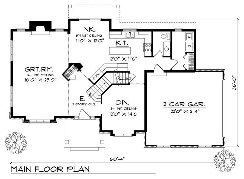 Floor Plan First Story of Colonial Plan #101-1100