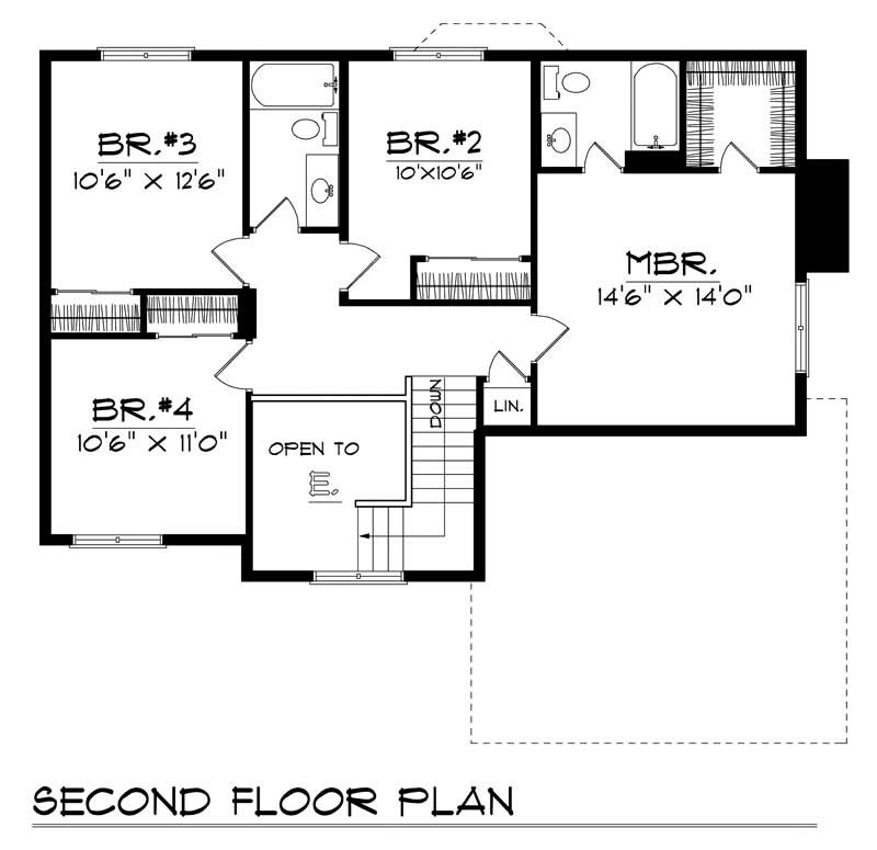Floor Plan Second Story of Country Plan #101-1101