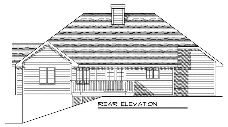 Home Plan Rear Elevation of this 3-Bedroom,1537 Sq Ft Plan -101-1103