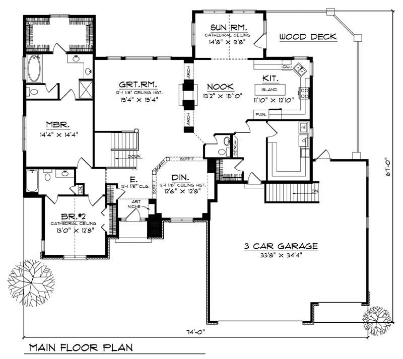 Floor Plan First Story of Ranch Plan #101-1109