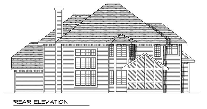 Home Plan Rear Elevation of this 4-Bedroom,3156 Sq Ft Plan -101-1111